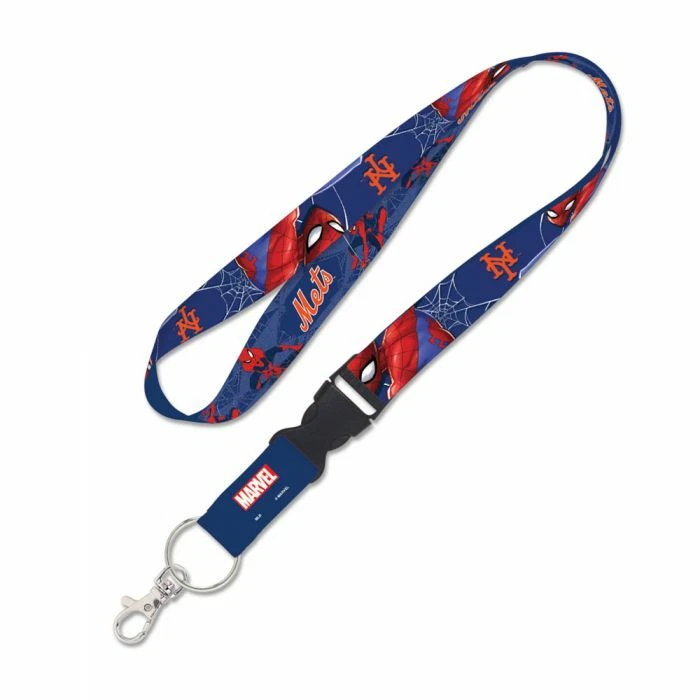 NEW YORK METS MARVEL SPIDERMAN KEY CHAIN LANYARD DETACH BUCKLE 1" W 22" LONG   - Image 1 of 1