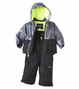 OSHKOSH B'GOSH Baby Boy 18M Gray & Black 2-Pc. Snowsuit Set NWT $90