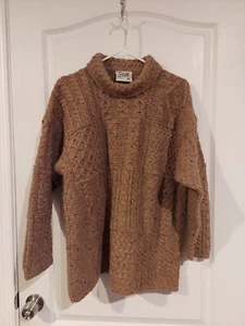 Carraig Donn Aran Cableknit Fisherman Cardigan Sweater 100% Wool Small - Picture 1 of 5