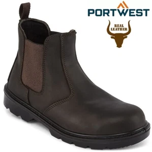 PORTWEST DEALER STIVALI SICUREZZA DA LAVORO PUNTA IN ACCIAIO SCARPE SLIP ON PELLE MISURA CHELSEA - Foto 1 di 1
