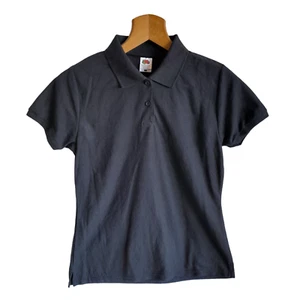 Fruit Of The Loom Womens 65/35 Short Sleeve Polo Shirt Large Black Lady Fit - Picture 1 of 10