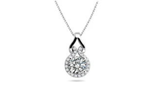 18k White Gold Plated Love Knot Crystal Necklace Made With Swarovski Elements  - Picture 1 of 2