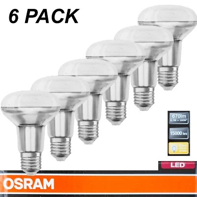 6 x LED 9W Reflector Light Globes Bulbs R80 Screw E27 Warm White 2700K 670Lm - Image 1 of 4