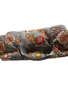 Bolso Vera Bradley 3 Compartimentos Grande Gris Con Florales Corales Rojo y Naranja - Imagen 1 de 4