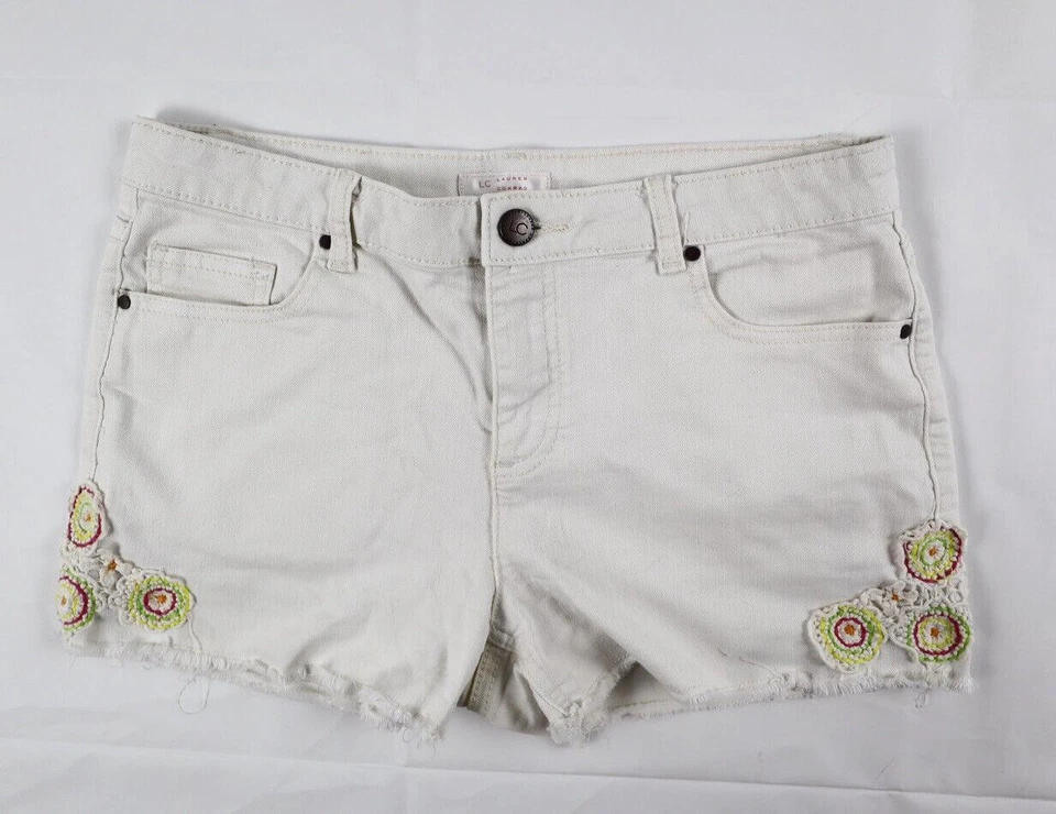 Pantalones Cortos Lauren Conrad Para Mujer 10 Vaqueros Blancos Crochet Diseño Floral Corte Foto 1 de 4