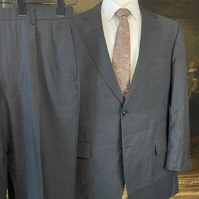 Traje Jos A Bank Signature Collection 42R 36 x 30 Gris Rayas 100% Lana 2Btn Foto 1 de 4