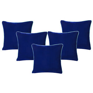 Royal Blue Velvet Cushion Cover with Zipper Closure Soft Pillow case Piping Edge