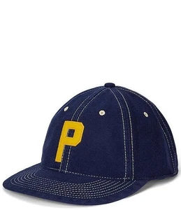 POLO RALPH LAUREN HERREN FILZ PATCH BAUMWOLLE SÄMISCH BALLKAPPE MARINEBLAU #710972686001-NEU MIT ETIKETT - Bild 1 von 3