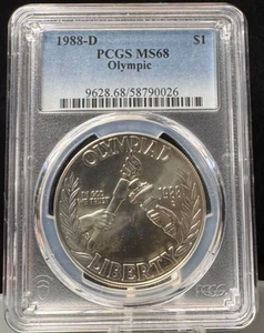 PCGS 1988 D Olympic S$1 Commemorative One Dollar Coin MS 68 -026 - Picture 1 of 2