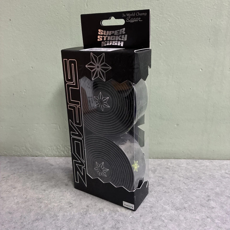 NEW Supacaz Super Sticky Kush Galaxy Bar Tape Neon Yellow Print Black Plugs - Image 1 of 4