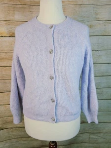 Easy Clothes Lavendel Strickjacke Pullover Strassknöpfe Größe M/L - Bild 1 von 6