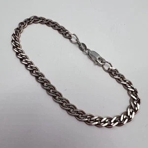 Solid Sterling Silver 925 Chain Bracelet Classic Link Design 5.31g Unisex - Picture 1 of 8