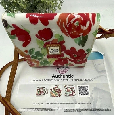 Dooney & Bourke Authenticated White Red Rose Garden Floral Crossbody Bag Purse - Image 1 of 4