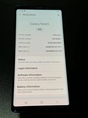 Samsung Galaxy Note 9 SM-N960FD (Dual SIM) - 128GB - Blue (Unlocked) - Grade A - Image 1 of 4