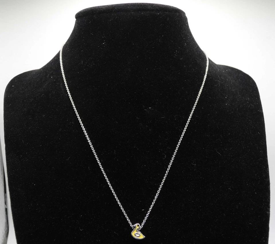 Collana Catena Forzatina con Passante Paperella Smalto Giallo in Argento 925 Gal - Immagine 1 di 1