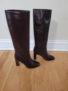 Aquazzura Sellier 85 Leather Knee Boots Burgundy Size 6.5 (IT 36.5) - Picture 1 of 7