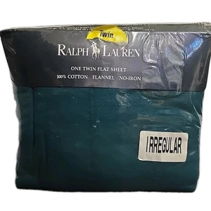 Ralph Lauren Twin Flachbettlaken Baumwolle Flanell Grün Neu Unregelmäßig - Bild 1 von 6