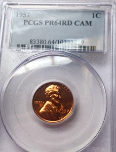 1957 LINCOLN ONE CENT, PCGS PROOF 64 RED, CAMEO V. SHARP - Bild 1 von 6
