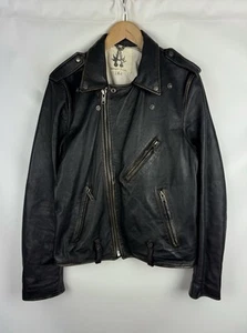 Bolongaro Trevor Men’s Leather Distressed Biker Jacket Size L - Picture 1 of 24