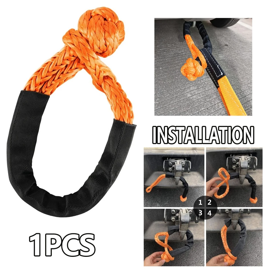 1/2"X 22"Quebra Resistência Sintética Macia Manilha Corda de Reboque 55000LBS para Caminhão*1 - Imagem 1 de 4