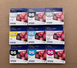Juego de 9 tintas originales Epson 96 T096 2023 nuevo en caja para R2880 T0961-T0964-T0966-T0969 - Imagen 1 de 2