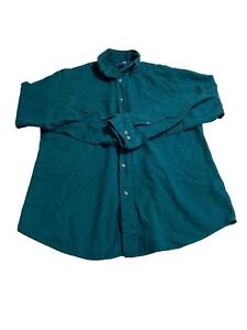 Lands End Mens Green Long Sleeve Button Down Shirt Size Medium
