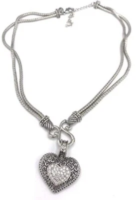 ¡Nuevo! Collar Colgante Corazón Lia Sophia "Polvo de Amor" Corte Cristal Tono Plata Foto 1 de 3