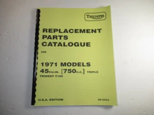 Libro de piezas Triumph T150 1971 Trident Triple catálogo de piezas - Imagen 1 de 2