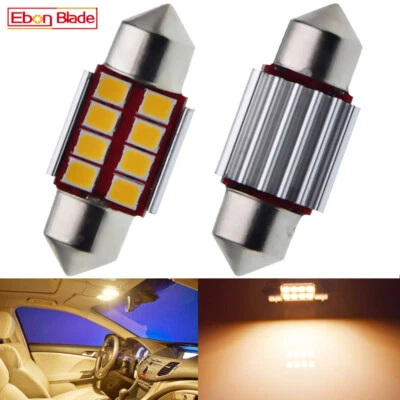 2 x 31MM Canbus LED Warm White Festoon Dome Sun Visor Mirror Light Bulb Lamp 12V Foto 1 de 4