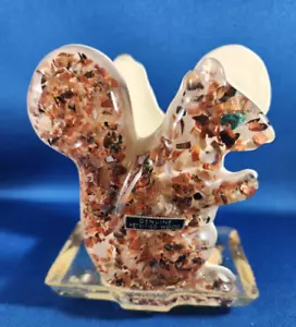 Porta tovaglioli scoiattolo lucite resina acrilica marrone vomito legno pietrificato fatto a mano - Foto 1 di 7