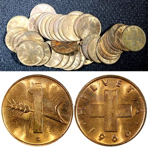 Switzerland Bronze 1966 1 Rappen UNC KM# 46 RANDOM PICK (1 Coin) (166) - Picture 1 of 5