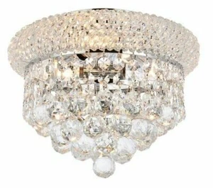 Crystal Balls Flush Mount Ceiling 3 Light Chrome Bathroom Bedroom Lighting 10 in - Picture 1 of 11