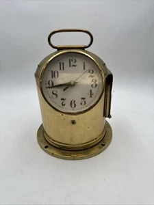 Vtg Binnacle Clock Conversion Nautical Maritime Ship Brass Compass Mantel Clock - Picture 1 of 18
