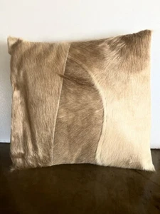 Boho Handmade Patchwork Champagne Blonde Cow Hide Pillow Set - Picture 1 of 14