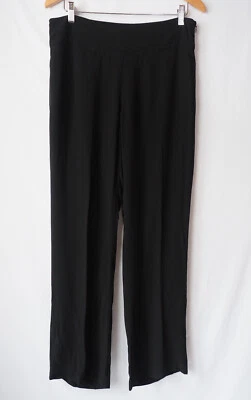Eileen Fisher Washable Silk Georgette Crepe Trouser Pants Pleated Leg Black S/P - Image 1 of 4