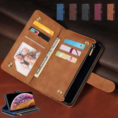 Nueva Funda Cartera Tarjeta Tarjeta Cremallera Cuero Retro Para Samsung A6 A7 A5 A830 A8 Plus 2018 Foto 1 de 4
