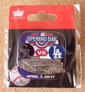 2017 Opening Day Coors Field Colorado Rockies vs LA Los Angeles Dodgers pin MLB - Picture 1 of 3
