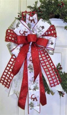 10 «РОЖДЕСТВЕНСКИЙ СНЕГОВИК БАНТ ПРОВОДНАЯ ЛЕНТА для двери венок фонарь # 138 rb - Изображение 1 из 4