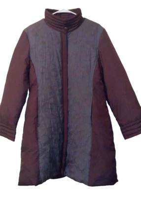 Chaqueta Abrigo Mujer Via Spiga Grande Plumón Puffer Larga Púrpura Cremallera Completa Foto 1 de 4