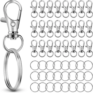 50PCS in 25Sets,Metal Swivel Lobster Claw Clasps,Keychain Clip & Large Key Ring, - Picture 1 of 7