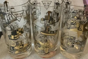 8 vasos de barware vintage de oro negro de 24 k con carrito - Star Mfg Company de los años 60 - Imagen 1 de 7