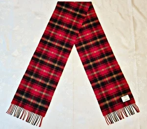 SCARF SCOTLAND VINTAGE AUTHENTIC JOHNSTONS OF ELGIN LAMBSWOOL LONG MEN'S FRINGE - Picture 1 of 3