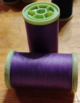 LOT OF 2 COATS & CLARK COTTON WRAPPED POLY QUILTING THREAD PURPLE 325 YDS EA - Image 1 of 2