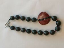 Round Horn Bead Necklace With Red Ceramic Disk A/F