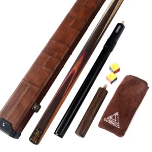 CUESOUL 57" Handmade Snooker Cue 18 oz with Cue Extension & Brown Cue Case - Picture 1 of 8