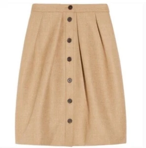 J Crew Flair Skirt in Double Serge Wool Heather Acorn Tan Button Sz 2 47315 - Picture 1 of 7
