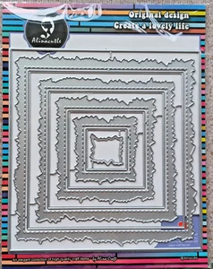 Troqueles de corte meta de forma cuadrada efecto rasgado de 10 capas artesanales hasta 12 cms NUEVO - Imagen 1 de 2