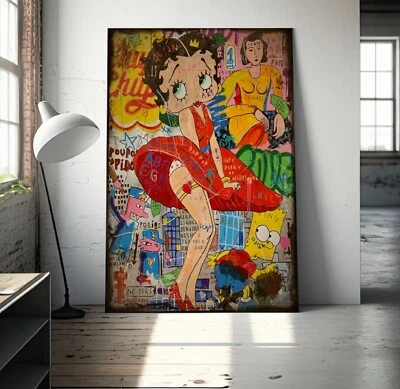 XXL LEINWAND BILD BIS 170x110x5 VINTAGE GRAFFITI ART COMIC WANDBILD POP-ART BUNT - Bild 1 von 3