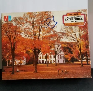 VTG MB 500 Pcs Fireside Extra Lg & Thick Jigsaw Puzzle TOWNSEND VERMONT 31x23.5 - Picture 1 of 8