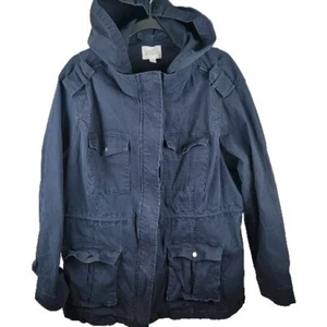 Market Spruce Jacket Womens 3X Navy Coat Detachable Hood Lightweight Chore Y2K - Picture 1 of 15